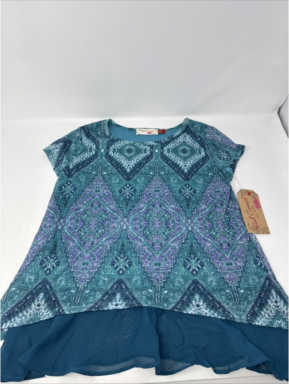 Red Camel Girls Layered Teal Top Size Medium